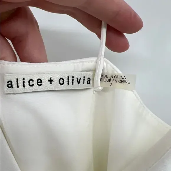 Alice + Olivia Keeva Diagonal Ruffle Jumpsuit - Off White - 2